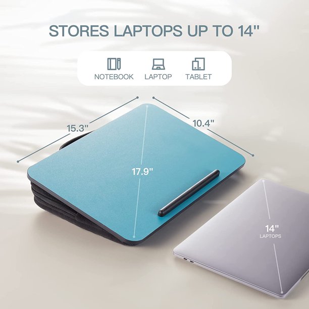 Portable Lap Desk Fits up to 14" Laptops Lightweight Laptop Tray with Zippered Storage & Anti-Slip Strip for Bed Sofa Travel - Walmart.com