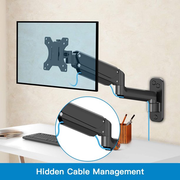 Monitor Wall Mount Bracket for 17 to 32 Inch Screens Adjustable Gas Spring Single Arm Stand, Hold up to 18lbs - Walmart.com
