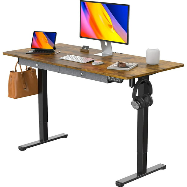 Electric Standing Desk with Drawer 48 x 24 Inches Height Adjustable Sit Stand up Desk Memory Computer Home Office Desk - Walmart.com