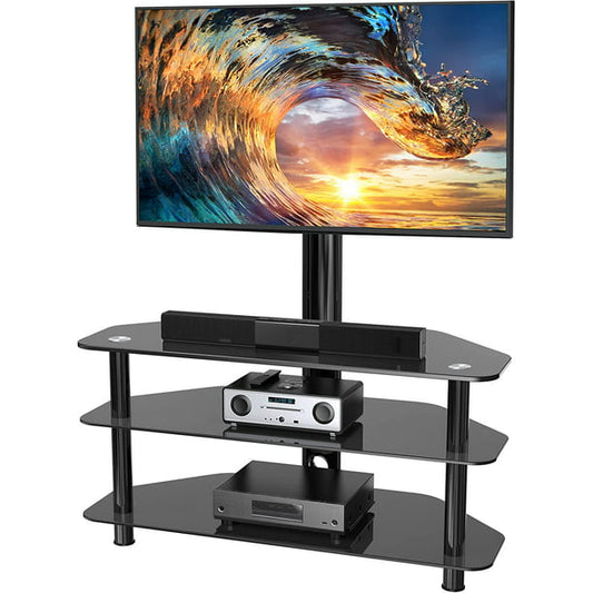 Swivel Floor TV Stand with 3 Storage Shelves for 32-65 inch TVs Height Adjustable Corner TV Stand w/Cable Management, Max 600x400mm, Hold up to 110lbs - Walmart.com