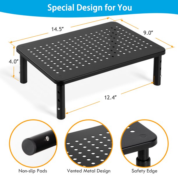Myfurnideal Monitor Stand with Sturdy Adjustable 3 Height Laptop Stand Riser for Printer, Laptop, PC Tower, Laptop Stand for Office & Home - Walmart.com