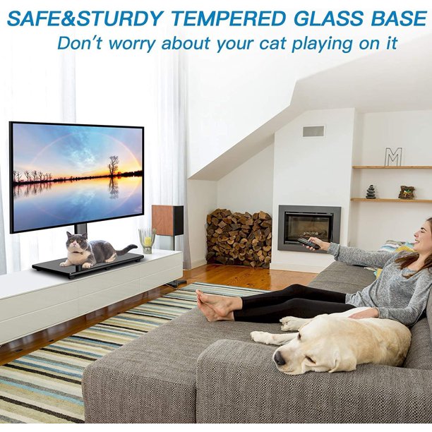 Myfurnideal Swivel Universal TV Stand Mount for 37 - 70 Inch TVs Height Adjustable Table Top TV Base with Tempered Glass Base, Holds up to 99 lbs, Max 600x400mm - Walmart.com