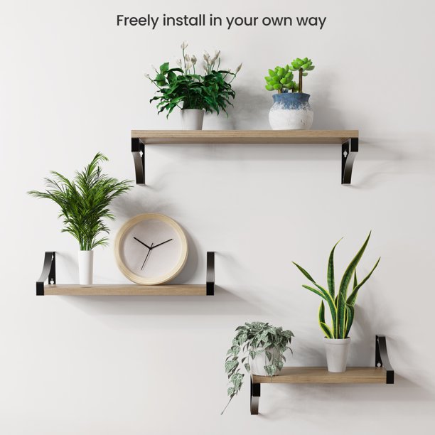 Myfurnideal 3 Sets Floating Shelves Wall Mounted Shelves for Bedroom, Bathroom, Living Room, Kitchen, Laundry Room Storage & Decoration - Walmart.com