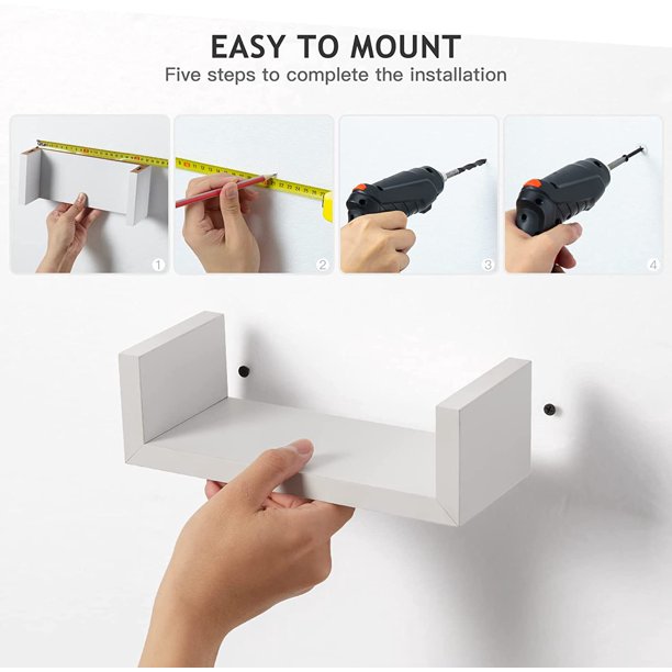 Myfurnideal 3 Sets Floating Shelves Wall Mounted U Shelf White Storage Shelves for Bathroom, Bedroom, Living Room, Kitchen - Walmart.com