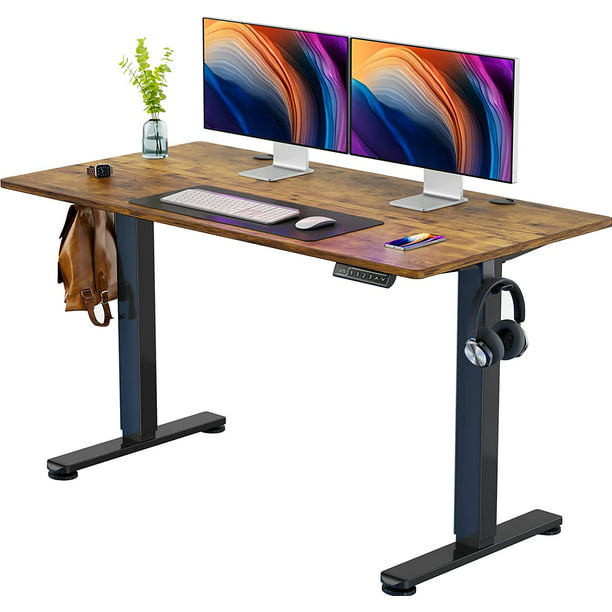 Electric Standing Desk 55 x 28 Inches Height Adjustable Sit Stand up Desk Memory Computer Home Office Desk, Vintage Brown - Walmart.com