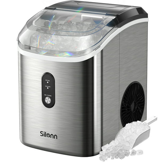 Nugget Ice Makers Portable Countertop, 33lbs/24H, Self-Cleaning, w/Scoop & Basket for Home, Kitchen, Office, Bar, Party, Silver - Walmart.com