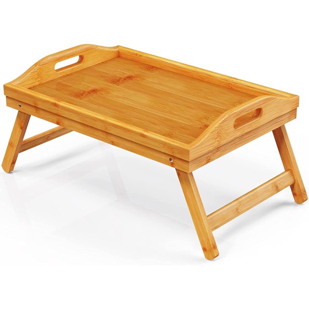 Foldable Bed Tray Table Bamboo Breakfast Tray Dinner Serving Tray for Sofa, Bed, Working, Eating, Reading - Walmart.com