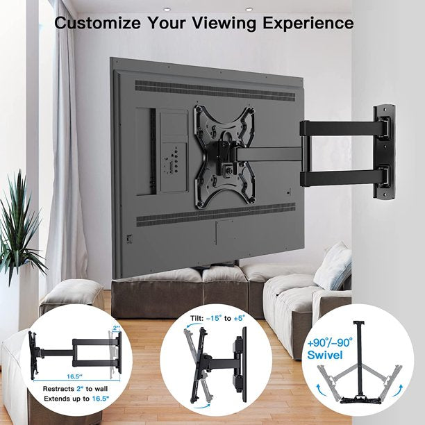 Full Motion TV Wall Mount Bracket for Most 13-42 Inches Flat Curved TVs, Weight Capacity Up to 77lbs, Max 200mmX200mm - Walmart.com