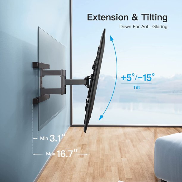 Full Motion TV Wall Mount Bracket for Most 37-80 Inches Flat Curved TVs, Weight Capacity Up to 132lbs, Max 600x400mm - Walmart.com
