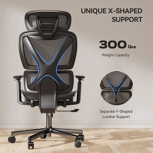Ergonomic Office Chair High Adjustable Mesh Computer Chair with Lumbar Support, Adjustable Armrest, Backrest and Headrest, Hold up to 300lbs - Walmart.com
