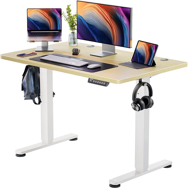 Electric Standing Desk 40" x 24" Height Adjustable Sit Stand up Desk for Home Office, Natural - Walmart.com