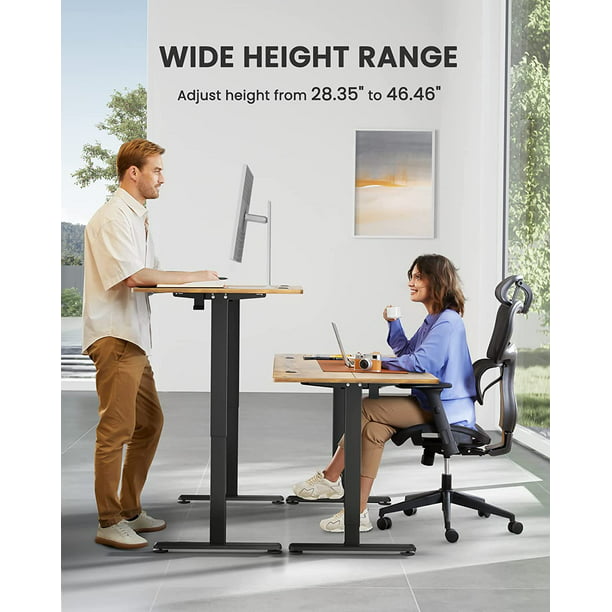 Kyspho Electric Standing Desk, 40 x 24 inch Height Adjustable Stand up Desk with Memory Preset, Sit Stand Home Office Desk, Rustic Brown