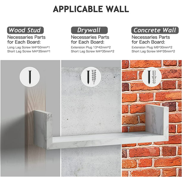Myfurnideal 3 Sets Floating Shelves Wall Mounted U Shelf Storage Shelves for Bathroom, Bedroom, Living Room, Kitchen - Walmart.com