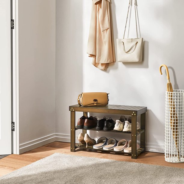 Myfurnideal Bamboo 3-Tier Shoe Rack Bench Sturdy Shoe Organizer for Entryway Bedroom Living Room Balcony, Hold up to 300lbs - Walmart.com