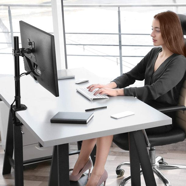 Single Monitor Stand Mount, Height Adjustable Stand Fits 13" to 32" Screen