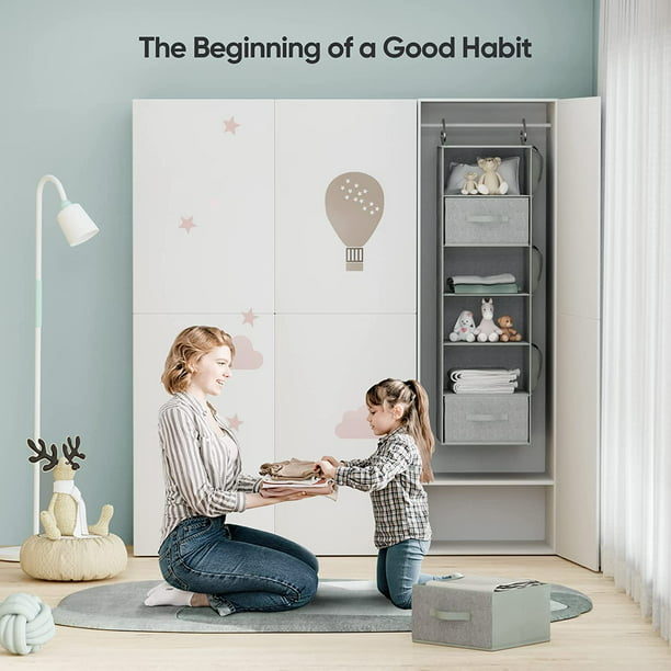 6-Shelf Hanging Closet Organizer Hanging Shelves for Closet with 3 Removable Drawers & Side Pockets, 12'' x 12'' x 43.3'' - Walmart.com