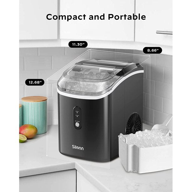 Nugget Ice Makers Portable Countertop, 33lbs/24H, Self-Cleaning, w/Scoop & Basket for Home, Kitchen, Office, Bar, Party, Black - Walmart.com