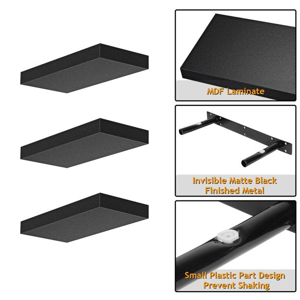 Myfurnideal 3 Packs Floating Shelves with Invisible Brackets Wall Mounted Shelves for Bedroom, Bathroom, Living Room, Kitchen - Walmart.com