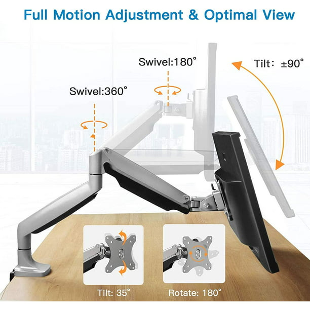 Myfurnideal Single Arm Monitor Stand for 13 to 32 Inch Screens Adjustable Computer Riser with Clamp, Hold up to 19.8lbs - Walmart.com