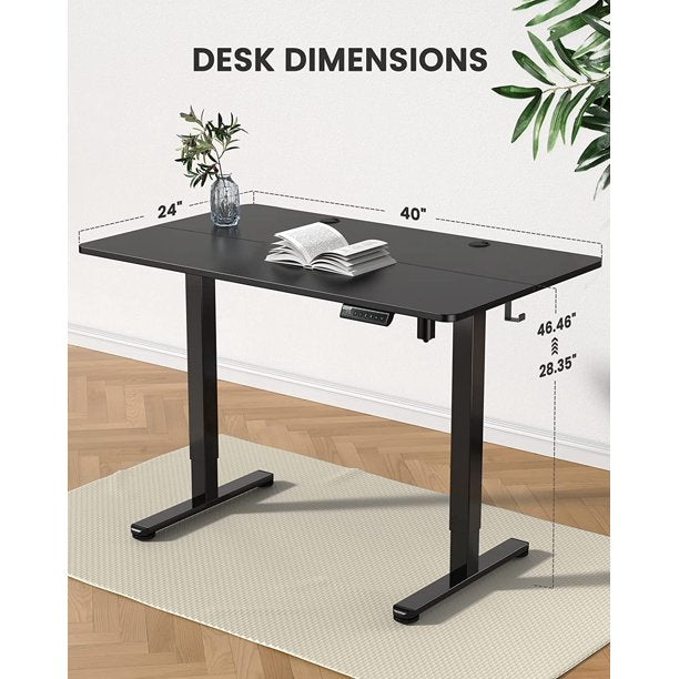 Electric Standing Desk 40" x 24" Height Adjustable Sit Stand up Desk for Home Office, Black - Walmart.com