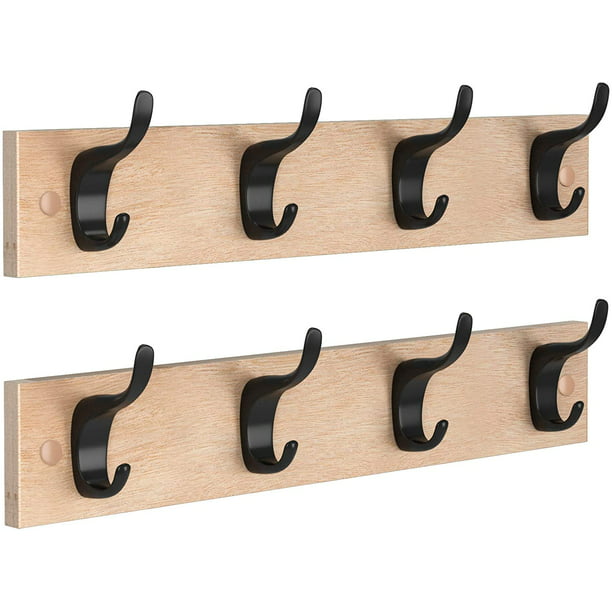 Myfurnideal 2 Packs Coat Rack Wall Mount Hooks Coat Hat Hanger for Wall Organized and Storage in Living Room, Bedroom, Light Brown - Walmart.com