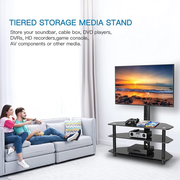 Swivel Floor TV Stand for 32-75 Inch TVs Height Adjustable Universal Corner TV Floor Stand with Storage and Cable Management, Max 600x400mm, Hold up to 110lbs - Walmart.com