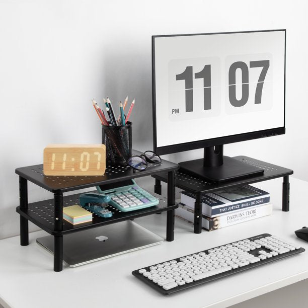 Myfurnideal Monitor Stand with Sturdy Adjustable 3 Height Laptop Stand Riser for Printer, Laptop, PC Tower, Laptop Stand for Office & Home - Walmart.com