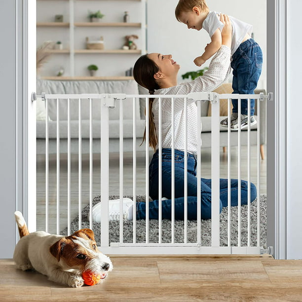 30" Height Baby Gate 29.1" to 47.6" Extra Wide Dog Gate with 2.8/5.5/8.3 Inch Extension kit for Stairs, Hallways, Bedrooms, White - Walmart.com