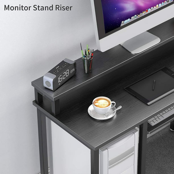47" Computer Desk with Monitor Stand, Storage Shelves and Keyboard Tray Studying Writing Table for Home Office, Black - Walmart.com