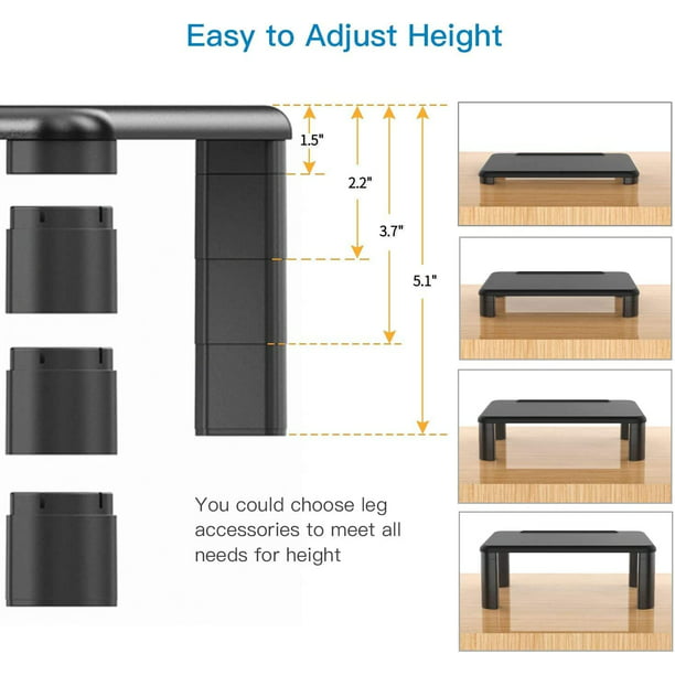 Pipishell Monitor Stand, 3 Height Adjustable Monitor Stand Riser with Table, Phone Holder for Desk, Desktop Riser for Laptop, Printer, PC Tower, for Home & Office Use - Walmart.com