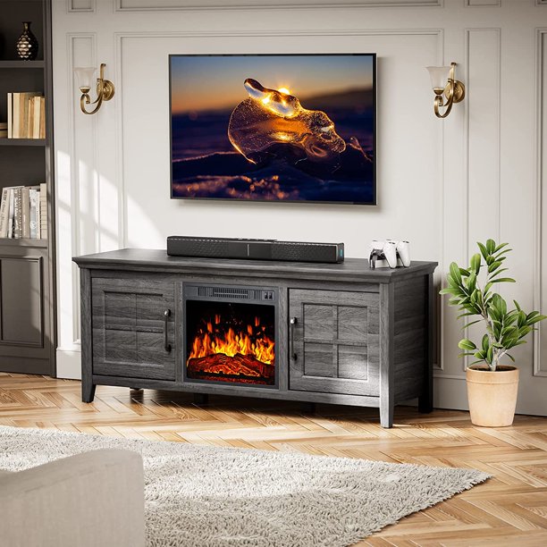 Electric Fireplace TV Stand for 70″ TVs Fireplace Entertainment Center TV Console Table with 18″ Fireplace, Holds up to 200 lbs - Walmart.com