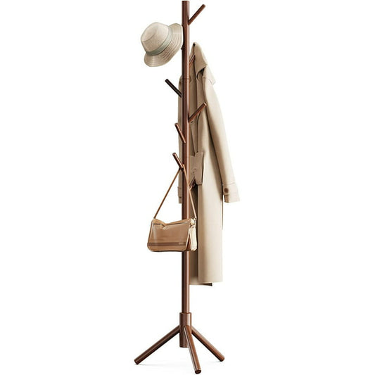 Coat Rack Stand with 3 Height Options and 8 Hooks Wooden Freestanding Coat Rack for Home, Office, Entryway, Hallway - Walmart.com