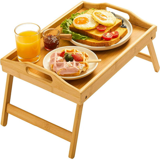 Myfurnideal Bamboo Bed Tray Table with Foldable Legs Laptop Desk Breakfast Tray for Sofa, Bed, Eating, Working - Walmart.com