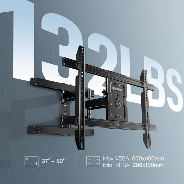 Full Motion TV Wall Mount Bracket for Most 37-80 Inches Flat Curved TVs, Weight Capacity Up to 132lbs, Max 600x400mm - Walmart.com