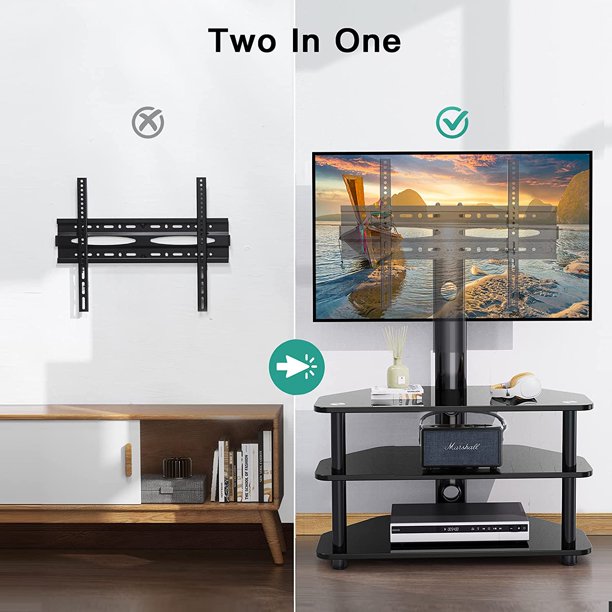 Swivel Floor TV Stand with 3 Storage Shelves for 32-65 inch TVs Height Adjustable Corner TV Stand w/Cable Management, Max 600x400mm, Hold up to 110lbs - Walmart.com