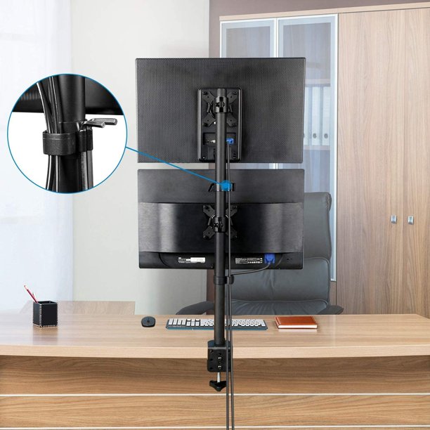 Myfurnideal Vertical Dual Monitor Stand for 13-27'' Monitors with C Clamp Grommet Base, Holds ups to 22lbs - Walmart.com