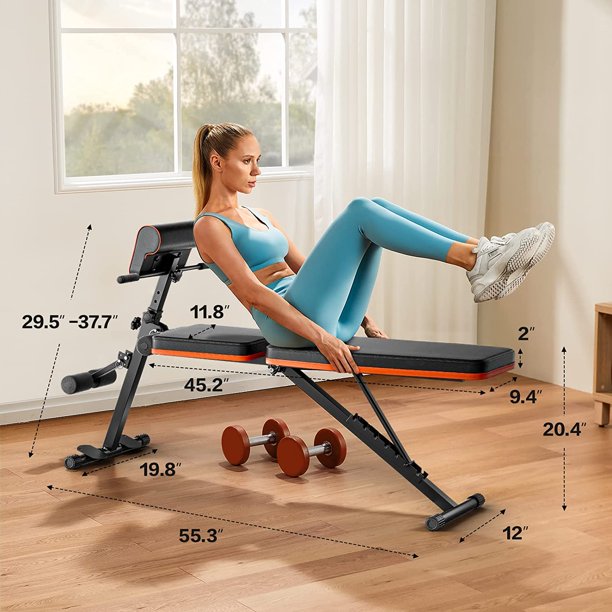 Adjustable Weight Bench with 772lbs Weight Capacity Foldable All-in-One Workout Bench with Two Exercise Bands for Home Gym - Walmart.com