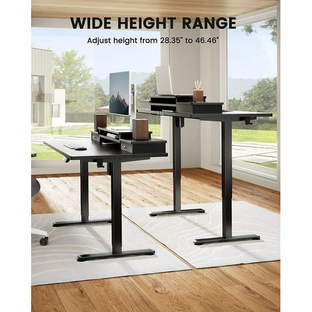Height Adjustable Electric Standing Desk with Monitor Stand, 2 Drawers and Storage Shelf 55x28 Inches Sit Stand Up Desk, Black - Walmart.com
