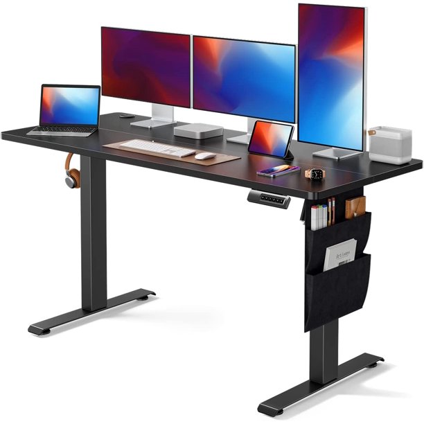 Electric Standing Desk with Storage Bag 55" x 24" Height Adjustable Computer Stand Up Table for Home Office, Black - Walmart.com