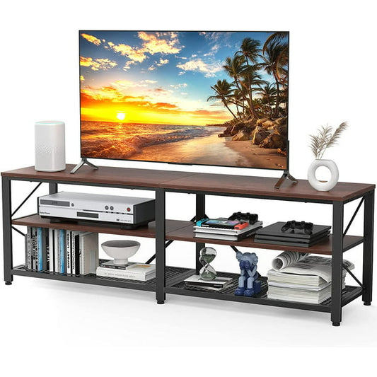 Myfurnideal TV Stand for 60" TV 3-Tier Media Console Table with Storage for Living Room, Cherry - Walmart.com