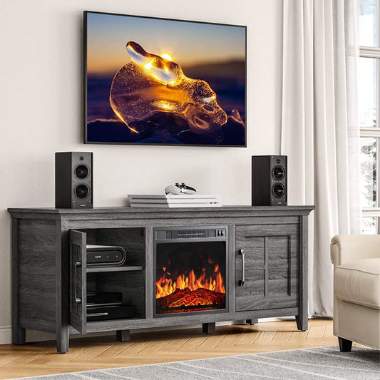 Electric Fireplace TV Stand for 70″ TVs Fireplace Entertainment Center TV Console Table with 18″ Fireplace, Holds up to 200 lbs - Walmart.com