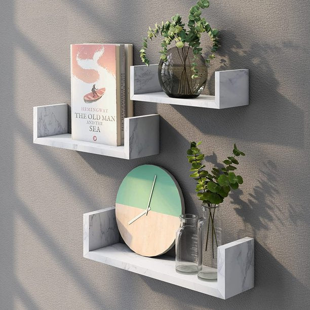 Myfurnideal 3 Sets Floating Shelves Wall Mounted U Shelf Storage Shelves for Bathroom, Bedroom, Living Room, Kitchen - Walmart.com