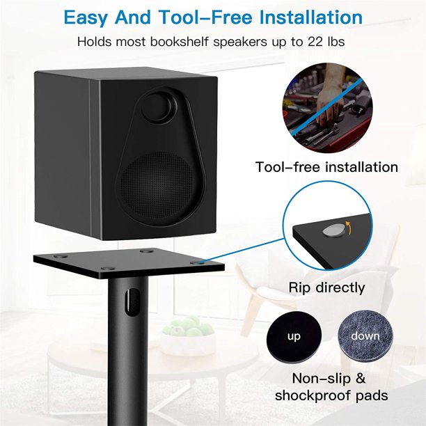 Myfurnideal 1 Pair Universal Speaker Stands Holds Bookshelf Speakers, Satellite up to 22lbs - Walmart.com