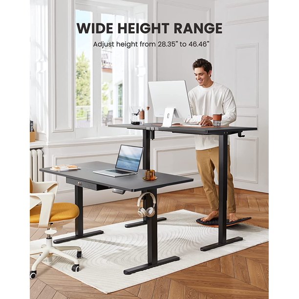 Electric Standing Desk with Drawer Height Adjustable Computer Stand Up Table for Home Office, 55x28 Inches, Black - Walmart.com