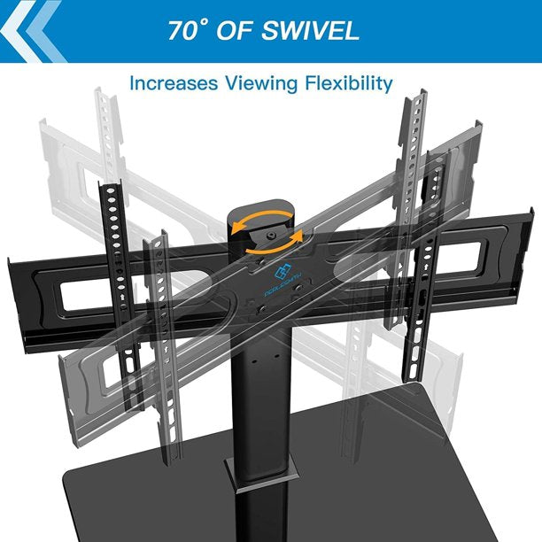 Myfurnideal Swivel Universal TV Stand Mount for 37 - 70 Inch TVs Height Adjustable Table Top TV Base with Tempered Glass Base, Holds up to 99 lbs, Max 600x400mm - Walmart.com
