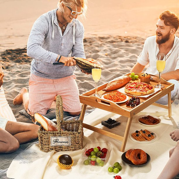 Bamboo Bed Tray Table with Foldable Legs 21.7 x 14 inches Large Portable Breakfast Tray for Sofa, Bed, Working, Eating, Reading - Walmart.com