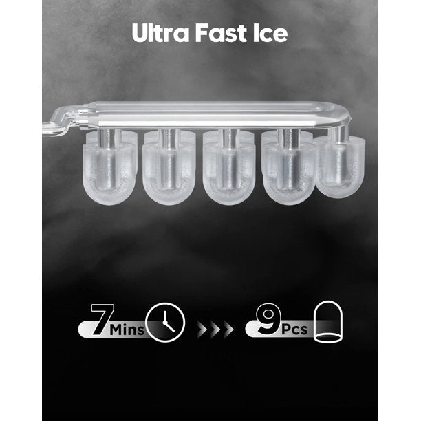 Ice Makers Countertop with Handle, 9pcs/7min, 26lbs/24h, w/ 2 Sizes Bullet-Shaped Ice, Self-Cleaning, w/Scoop & Basket for Home, Kitchen, Office, Bar, Party, Black - Walmart.com