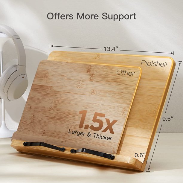 Myfurnideal Bamboo Book Stand Foldable Reading Book Holder Cookbook Book Holder with 5 Adjustable Height for Textbook, Receipe, Music Books, Tablet, Ipad - Walmart.com