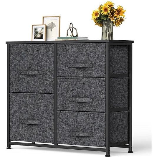 5 Drawer Dresser Fabric Storage Tower with Wood Top Organizer Unit for Closet, Hallway, Entryway, Nursery Room, Bedroom, Living Room - Walmart.com