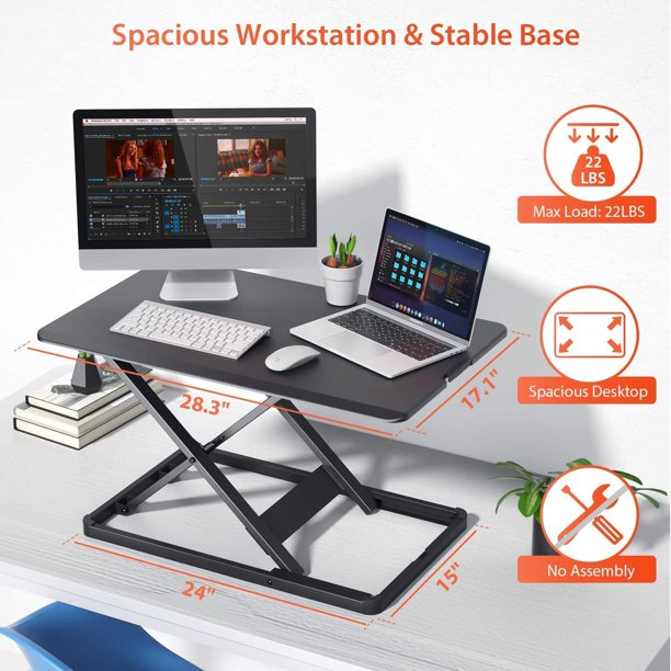 Adjustable Height Standing Desk Converter 28 Inch Wide Stand Up Desktop Riser for Home Office, Hold up to 22lbs - Walmart.com